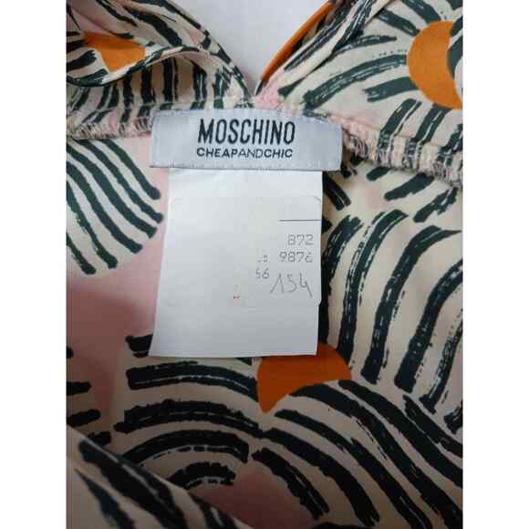 MOSCHINO Pleated Midi‎ Dress Small Cottage Core Fairy Romantic Floral Pink Green - Picture 12 of 16